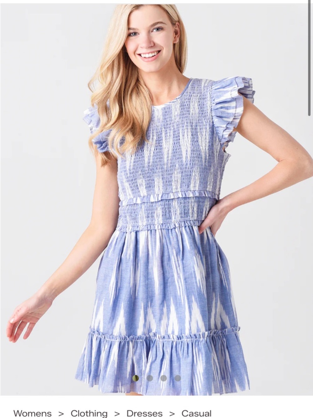 SAYLOR Ikat Midi Dress women’s small EUC smocked ruffles summer